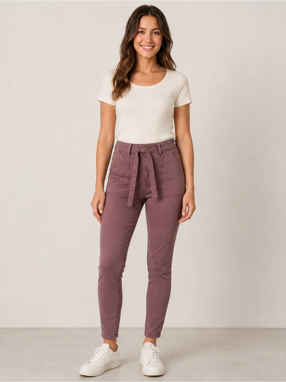 American Eagle Women’s Size 4 Super Stretch Mauve Tie Waist Skinny Pants